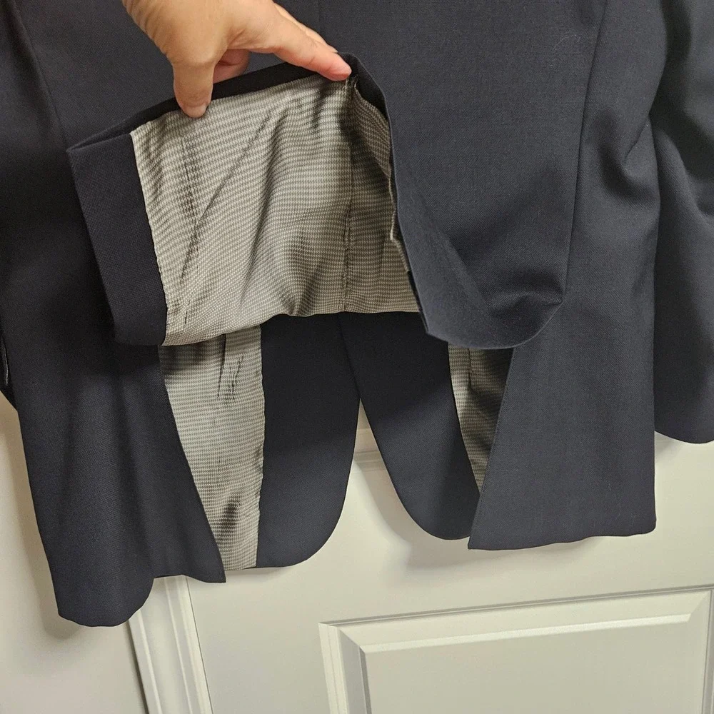 Hart Schaffner Marx Blazer Men 44R Navy Blue Gold Button Sport Coat Made in USA